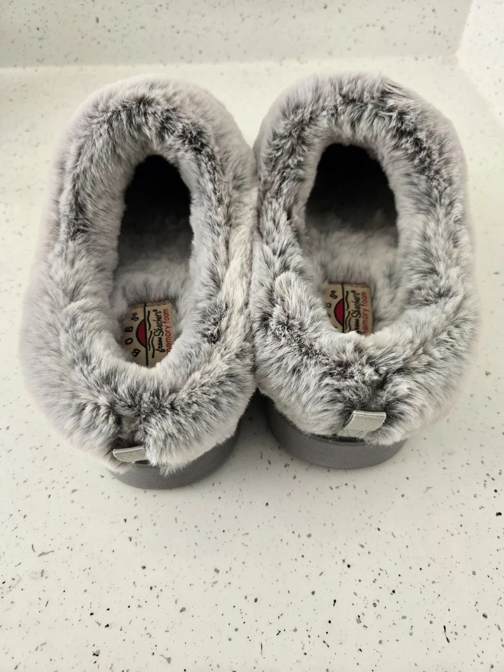 Skechers BOBS Memory Foam Faux Fur Grey - Picture 4 of 6